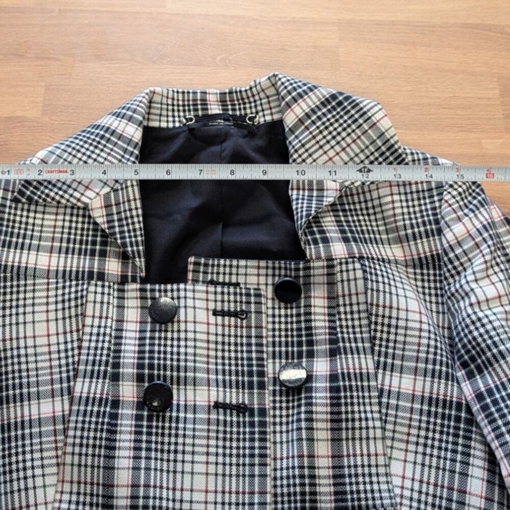 Gucci Double-breasted Long Coat Womens IT40/US 4 Authentic Checked 3/4 Sleeve - Picture 11 of 13